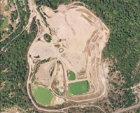 Aerial image of a Sandhills sand quarry 